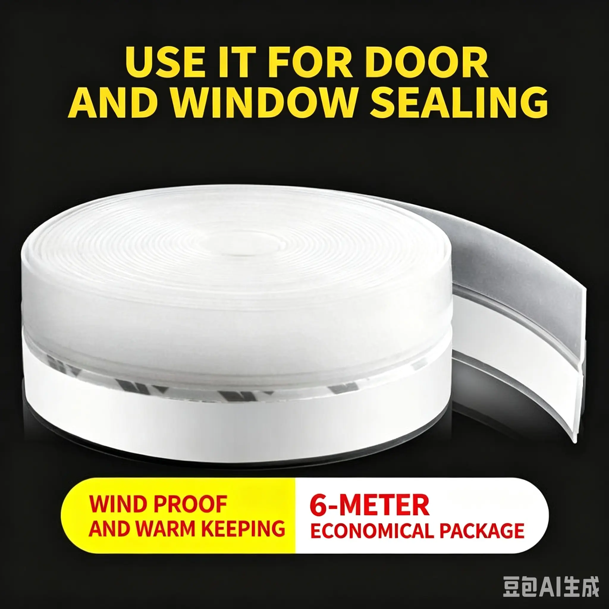 Windproof Warm Double Door Seal Strip, Self-Adhesive Door Bottom Window Gap Weather Stripping, Soundproof Dustproof Draft Stopper
