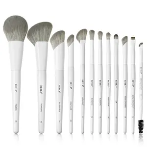 BEILI 12-Piece White Makeup Brush Set-Ultra-Soft Corn Silk Bristles, Strong Grip & Scene- Labeled for Full Face Use