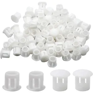 60PCS 6mm (1/4") White Plastic Flush Type Snap in Locking Hole Plugs for Furniture Fencing Post Pipe Insert End Caps