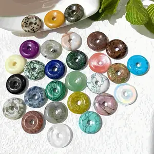 20-piece exquisite 20mm natural peace charm set, with donut carving design, suitable for DIY jewelry making, necklaces, decorative beads, perfect holiday gift (random colors)Hand Polished Vintage