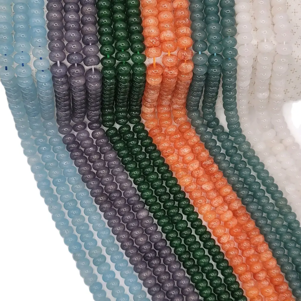 Jade Natural Stone Polished Round Beads for Jewelry Making, 5x8mm Rondelle Beads, 15-Inch Strand, DIY Jewelry Craft Making Supplies