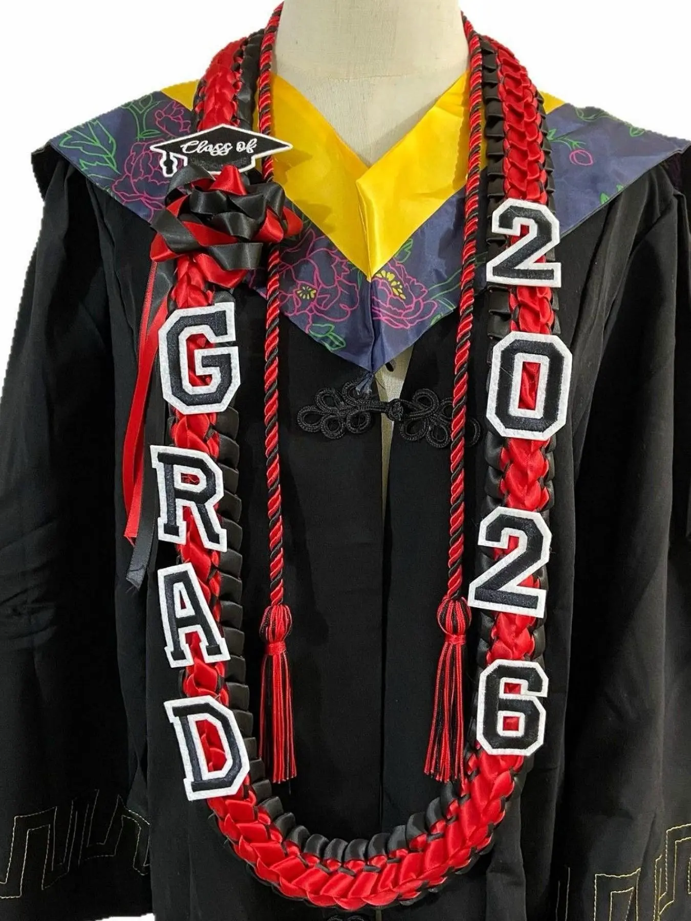 2026 Graduation Ceremony Widened Double-Layer Award Wreath, Handcrafted Fabric with Honor Cord, Multiple Colors for Graduates