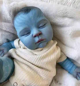 20inch Reborn Baby Doll Avatar Soft Body Vinyl Realistic Sleeping Newborn Dolls Painted Hair Real Life Elf Baby Dolls Toy for Kids Age 3 +