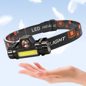 Magnetic Work Headlight, Dual Light COB Floodlight & XPE Spotlight, 90° Adjustable Lightweight Headlamp, USB Charging IPX5 Waterproof Gear for Mechanic, Car Repair, Camping, Reading