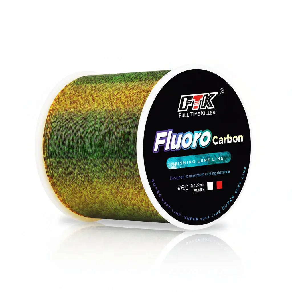 Fluorocarbon-Coated Bionic Monofilament Fishing Line, Invisible Spotted Pattern, Fast-Sinking, Low-Memory for Smooth Casts, High Tenacity, 300m/500m Spool, Hybrid Performance for Heavy Cover, Ideal for Finesse Techniques, Bionic Camouflage