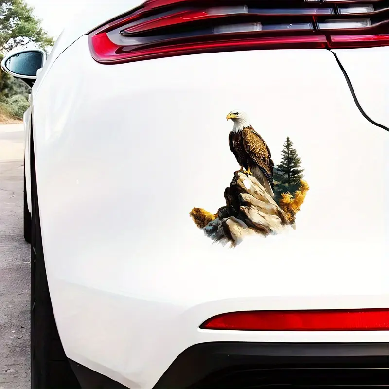 1PC Vigorous Bald Eagle & Rock Logo Decor Sticker Truck Car Decal Universal Car Sticker For Car Components, Outdoor Nature Peripheral Items, Daily Objects Fill with wild vibe for outdoor enthusiasts