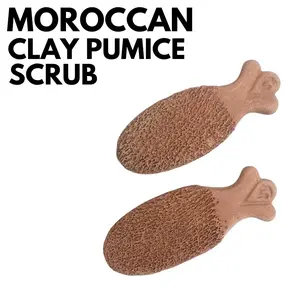 Moroccan Clay Pumice Scrub - Terracotta & Volcanic Clay Natural Pumis Stone Body Care Exfoliator for Gentle Skin Repair and Cleansing