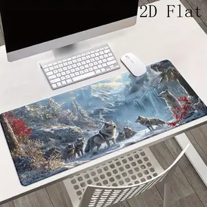 Free Express High Quality Wolf Snow Pattern Drawing Mouse Pad, Keyboard Gaming Accessory Mouse Pad, Office Computer PC Gaming Laptop Desk, Rubber Non-Slip Office Mouse Pad