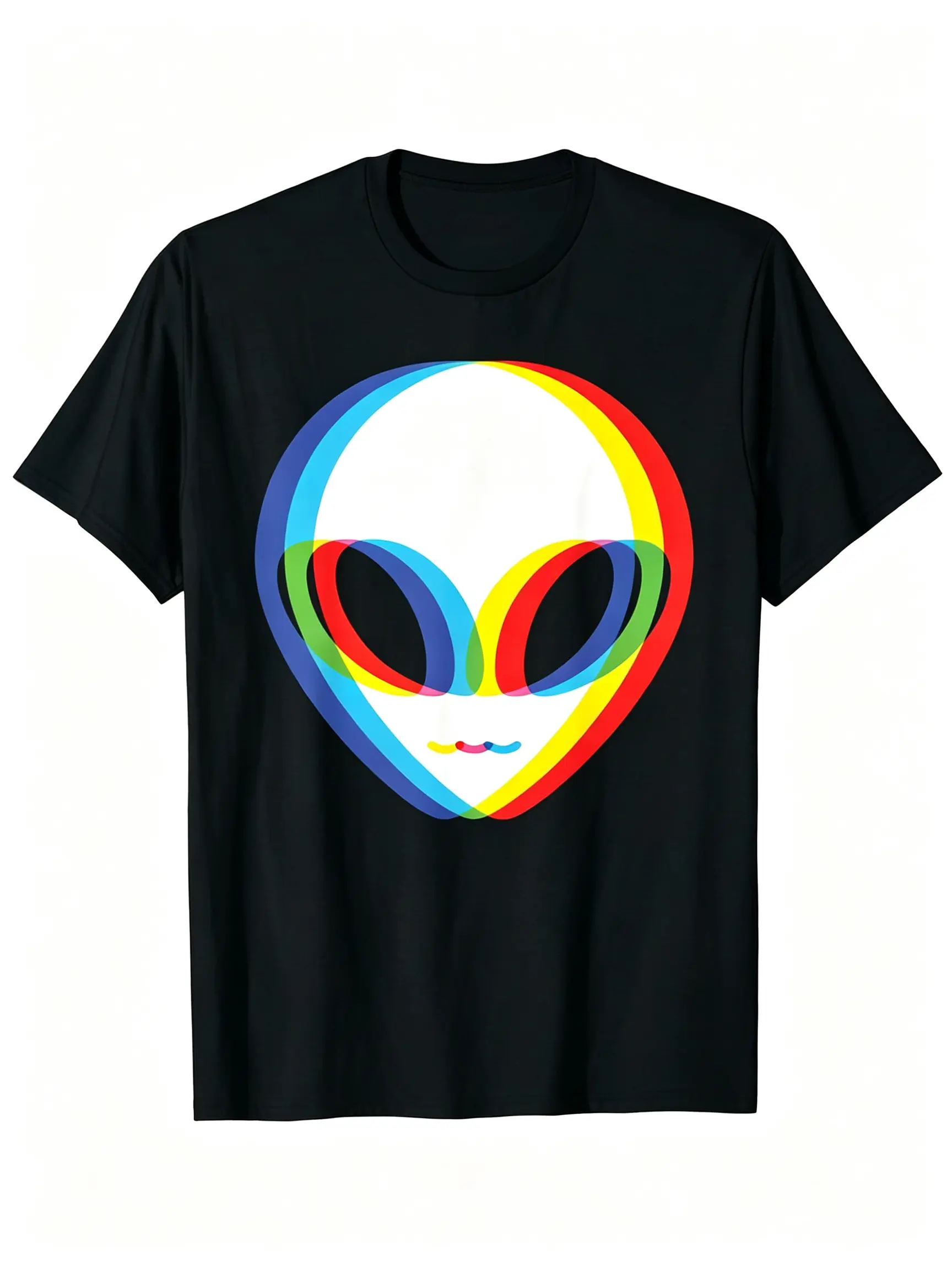 Alien Head Glitch UFO Alien Lover T-Shirt Funny Sci Fi Tee Streetwear Graphic Tee Trendy Vintage Horror Paranormal Novelty Gift T Shirt For Men Women Kids