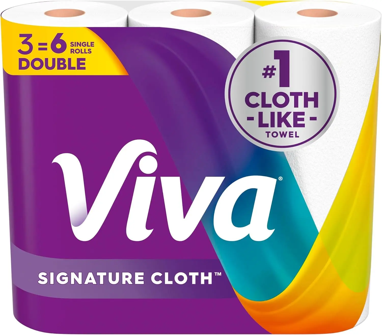 Viva Signature Cloth Paper Towels, 3 Double Rolls, Choose-A-Sheet Size, 86 Sheets per Roll, Strong & Absorbent Kitchen Towels (Packaging May Vary)