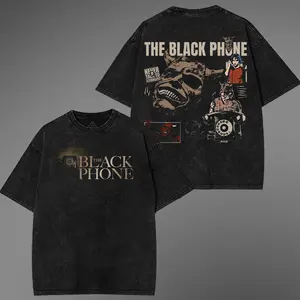 The Black Phone Graphic Washed Tee, Retro Horror Streetwear Top, Heavyweight Cotton Movie Shirt for Festival Outfits, Summer Wear - For Wear