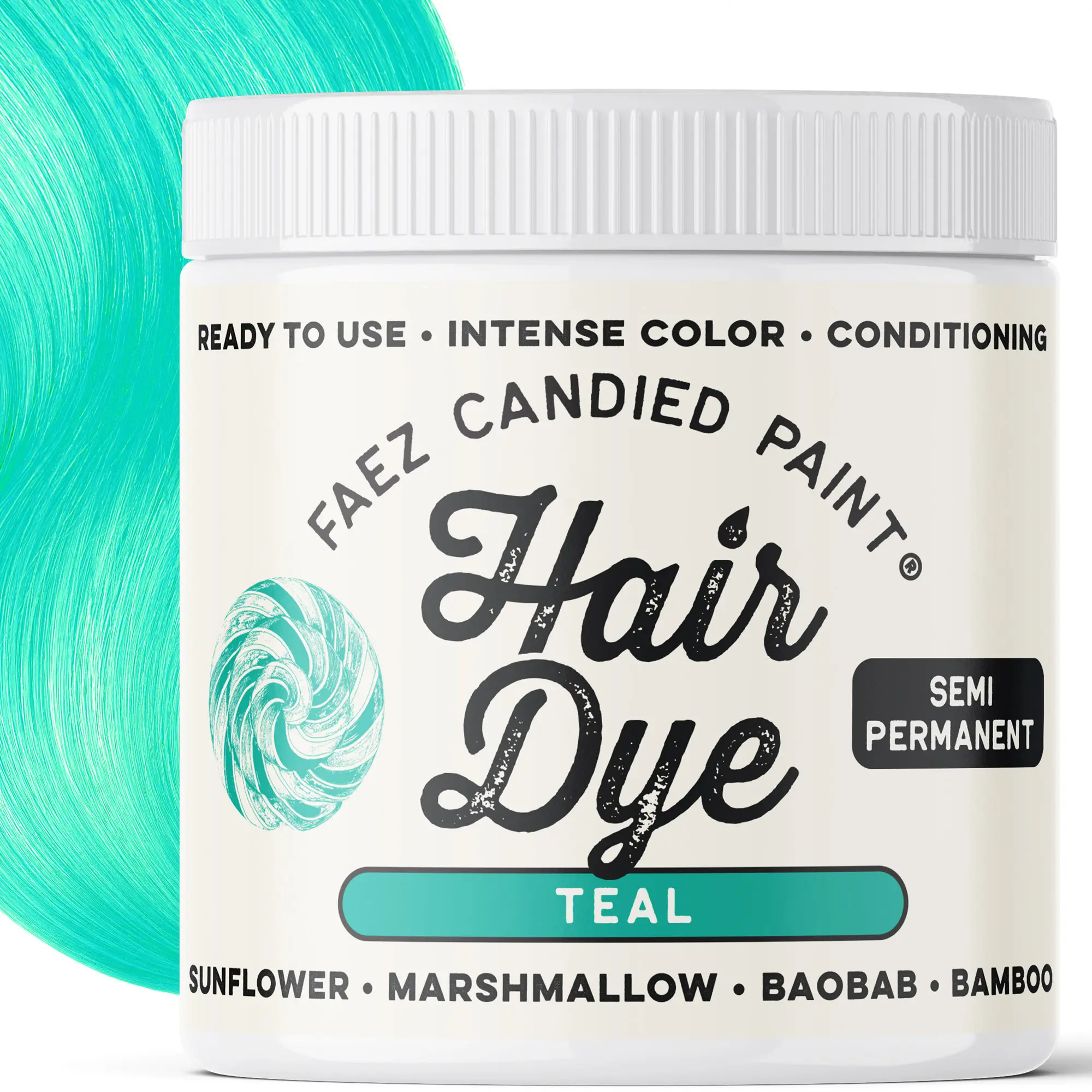 Faez Teal Semi Permanent Hair Dye 237ml - Paraben Free, Phthalate Free, Conditioning, Cream Formula