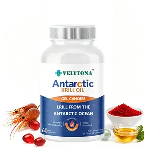 VELYTONA Krill Oil Supplement with EPA & DHA Omega 3,Phospholipids & Astaxanthin from Antarctic Krill - HighestConcentration of Krill Oil for Men & Women - 500mg, 60Softgel Capsules