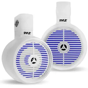 8" Waterproof Marine Speakers 300W LED Lights White