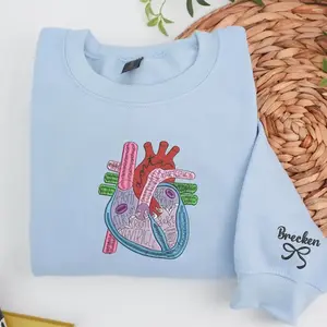 Heart Anatomy Embroidered Sweatshirt, Cardiac Nursing Gift, Nursing School Sweater, Medical School Student, Cardiologist Anatomical Heart,Detailed Cardiac Nursing School Gift, Colorful Medical Student Crewneck, Soft Premium Science
