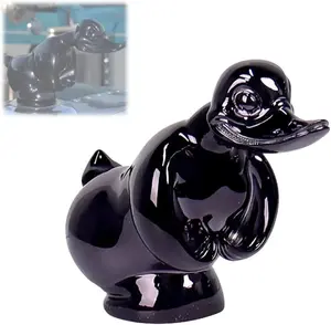 Angry Rubber Duck Hood Ornament - Self Adhesive 3D Funny Car Bonnet Decoration Accessories (Black)