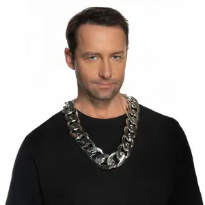 Oversized Chunky Silver Chain Adult Costume Accessory