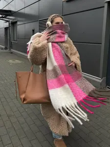 Women's Fashion New Scarf, Winter Plaid Scarf, Thick Warm Multi-Functional Headscarf, Unisex Design, hijab Perfect for Cold Weather Winter Scarf Keffiyeh, Casual Soft Scarf