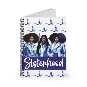 Zeta Phi Beta Sorority Inspired 6x8 Spiral Notebook Sisterhood | ZPB Spiral Notepad Journal w/Lined Pages Blue & White Doves