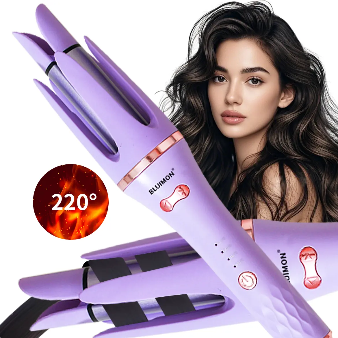 Bluimon Fully Automatic Hair Curling Iron 32mm Negative Ion Curl Wand 4 Modes Temperatures for Women Comfortable Styling Tool Home Use