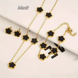 3 Pcs/Set of Unique and Elegant Flower Jewelry Set - Eternal and dazzling necklace, bracelet, and earrings, simple and fashionable style, suitable for all occasions lucky flower set, perfect gift creativity, can give it to your favorite person