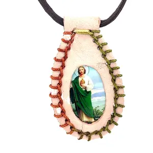 St Jude Leather Scapular Necklace