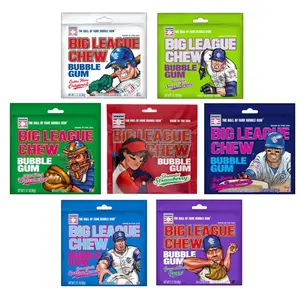 Big League Chew Bubble Gum Variety Pack -7 Flavors - Pack of 7 Individual 2.12 Ounce Pouches. Your best Baseball Snack for the game day, parties and kids.