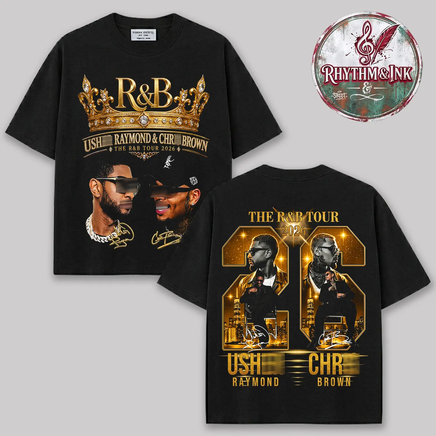 The R&B Tour 2026 V5 Concert Merch : Raymond & Brown Premium Cotton T-Shirt, R&B Music Duo Graphic Tee, Urban Hip Hop Soul Streetwear Shirt, Concert Tour Merch, Gift for R&B Fans, Vintage Music Tee