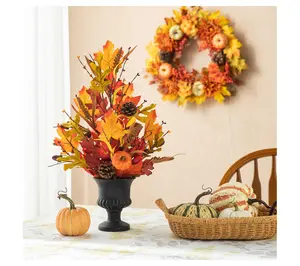 Glitzhome 24"H Fall Maple Leaf Urn Table Tree
