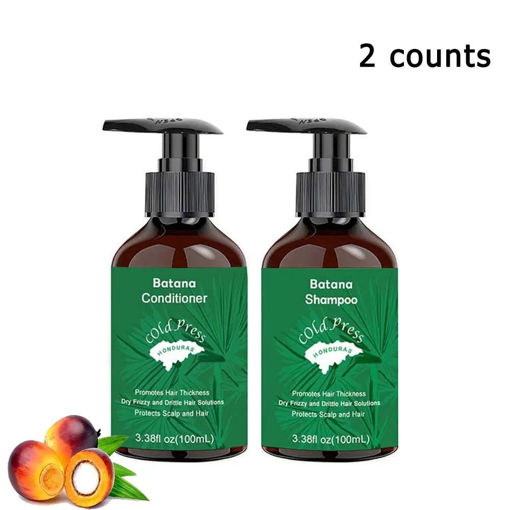 Batana shampoo and hair thickening conditioner set, Haircare, deeply cares for the scalp and roots, improves blood circulation, moisturizes and repairs frizzy and split damaged hair, making it an ideal choice for daily hair care.