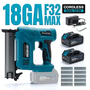 BALKONI 18GA F32 MAX Cordless Nail Gun, with 1.5Ah or 4.0Ah Batteries, 1000*F30 Nails, 2 Shot Modes, 180 Nails/min, for DIY Upholstery Woodworking Projects