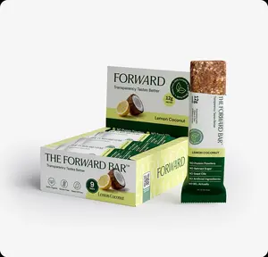 The Forward Bar Whole Food Protein Snack – Organic Clean Ingredient Bar with Seeds, Dates and Honey – 12g Protein, No Preservatives or Seed Oils – Lemon Coconut - 9 Pack
