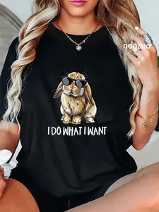 100% Cotton Unisex Do What I Want Mini Holland Lop Bunny Rabbit Lover T-Shirt