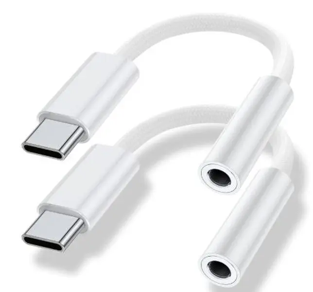 USB Type C to 3.5mm Headphone Jack Adapter (2-Pack), USB C to Aux Audio Dongle Cable for iPhone 17 Pro Max/17 Pro, 16/15 Pro Max, 16/15 Pro, iPad Pro, MacBook Samsung Galaxy S24 S23 S22 S21 Pixel 9 8