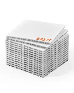 VEVOR Dryland Tiles for Hockey Floor Mat, 12 x 12 in 15 Pcs Interlocking Versatile Training Surface, Dance Floor Tiles, Hockey Training Equipment Board for Shooting (Ash Gray, 15 sq. ft/Box)