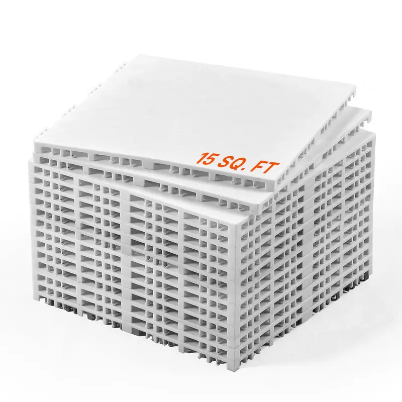 【toolupgrade】VEVOR Dryland Hockey Interlocking Tiles, 12x12 in 15 Pcs Ash Gray Training Surface with 15 sq.ft Coverage Area, Training Equipment for Gym, Dance Floor, Skate Shooting Practice