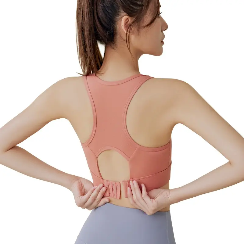 ZUNKOU QJB New Women's Adjustable Button Backless Running Fitness Yoga High-Intensity Sports Bra bra binder brasier  sincostura have  bra tank top tummy control deep  v  neckline newskims sculpt  touch  waist  trainer buttery  soft  bra recovery  bra