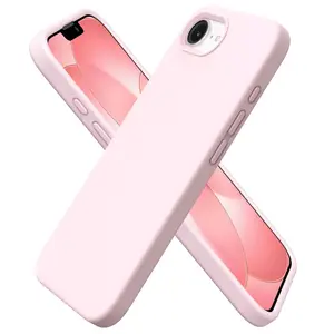 Silicone Case for iPhone 16e & 17e 6.1", Full Coverage Shockproof Soft Cover, Pink