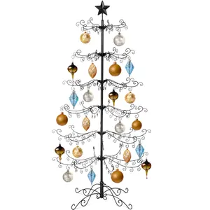 Best Choice Products Metal Ornament Display Tree Collection – 3ft & 6ft Wrought Iron Christmas Tree Stand in Gold or Black