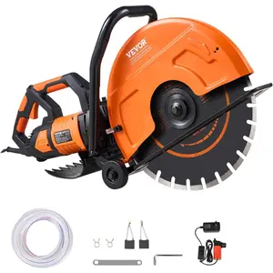 VEVOR Electric Concrete Saw, 16 in, 3200 W Motor Circular Saw Cutter with Max. 6 in Adjustable Cutting Depth, Wet Disk Saws Cutter Includes Water Line, Pump and Blade, for Stone, Brick