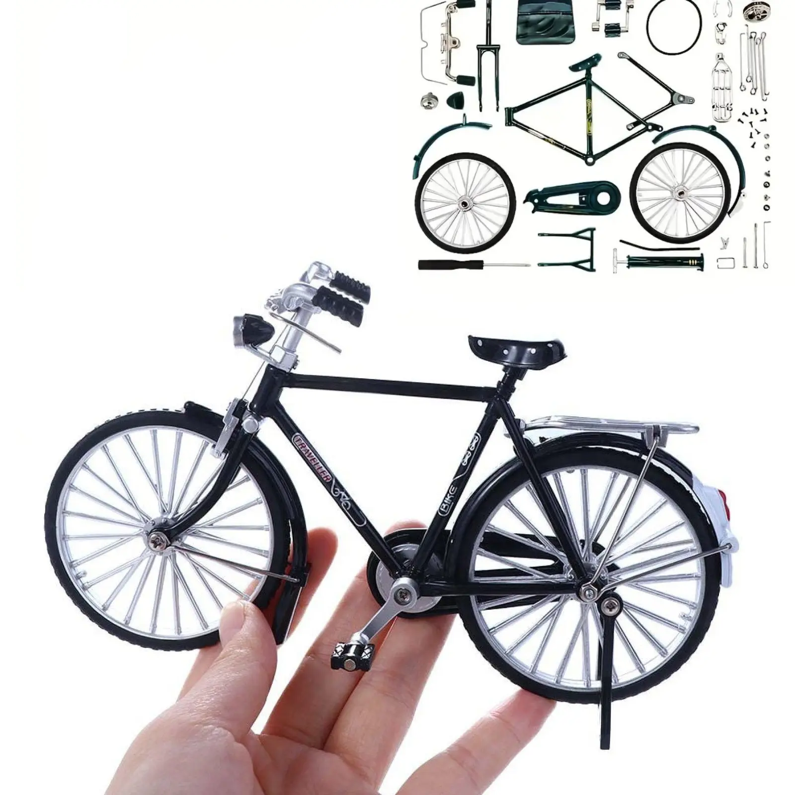 Hand-Assembled Model Challenge - Metal Miniature Assembled Retro Alloy Bicycle Model Craft Kit with Instruction, Nostalgic Artistic Desktop Decoration for Home, Office - Cool Gift for Father/Husband