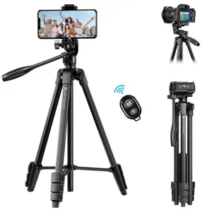 【K&F CONCEPT】60'' Portable Travel Tripod, 1.34 lbs Ultra Lightweight with Remote and Cellphone Holder, 360° Panorama, Cold Shoe Interface, Portable for Travel - B174A1