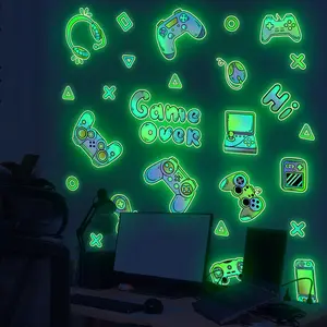 Set of 3 Glow-In-The-Dark Game Controller Wall Stickers, 20x30cm, Living Room Bedroom Home Decor, Background Decoration, Wall Art Stickers, Luminous Wall Sticker
