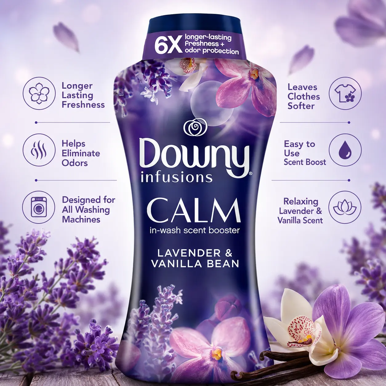 Calm In-Wash Laundry Scent Booster Beads, Soothing Lavender and Vanilla Bean scent, 30.1 OZ, laundry scent beads, Long-lasting Freshness