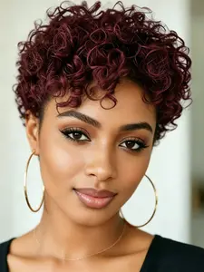 Pixie Wig Short Curly Human Hair Wig, Machine Made Pixie Cut, Women's Daily Party Cosplay Gift Use Wig, Stylish and Versatile, Stylist Friendly Wig