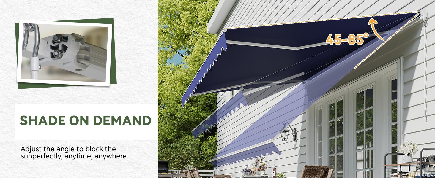 Aoxun Manual Retractable Awning for Outside 12x10 FT Outdoor Patio Sun Shades Canopy with Crank Handle Waterproof Polyester PA Coated Fabric for Backyard Deck Window Aoxun Manual Retractable Awning for Outside 12x10 FT Outdoor Patio Sun Shades Canopy with Crank Handle Waterproof Polyester PA Coated Fabric for Backyard Deck Window
