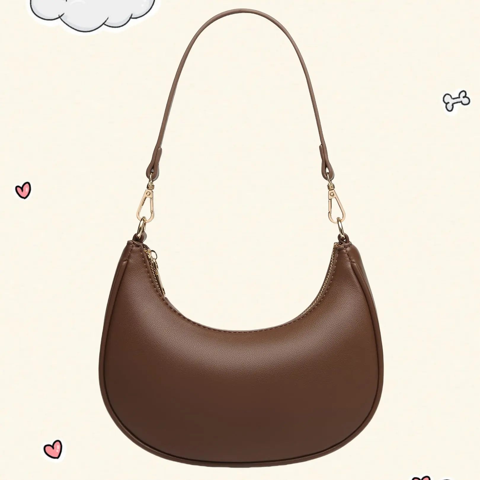 Shoulder Bags for Women Cute Hobo Purses Small Underarm Purse with Zipper Closure for Travel and Daily Use
