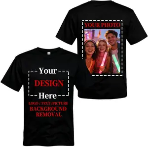 FEEGO Unisex Custom Cotton T-Shirt, Personalized Photo Logo Text Print, Design Your Own for Men Women Front & Back