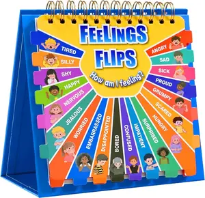Kids’ Feelings & Emotions Learning Kit, Calm Down Corner Tools with Flipbook & Mood Chart for Preschool