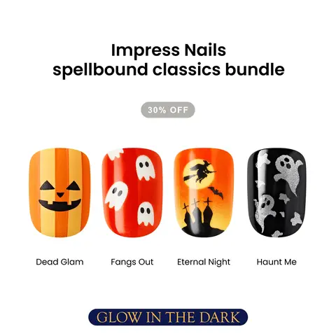 Impress Design No Glue Fake Press-On Halloween Nails Bundle - Spellbound Classics